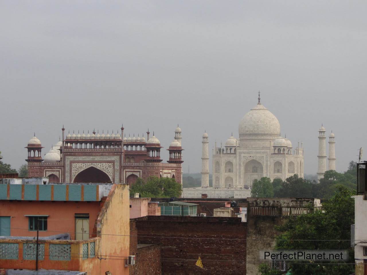 Views of the Taj Mahal from the roof of the Sani