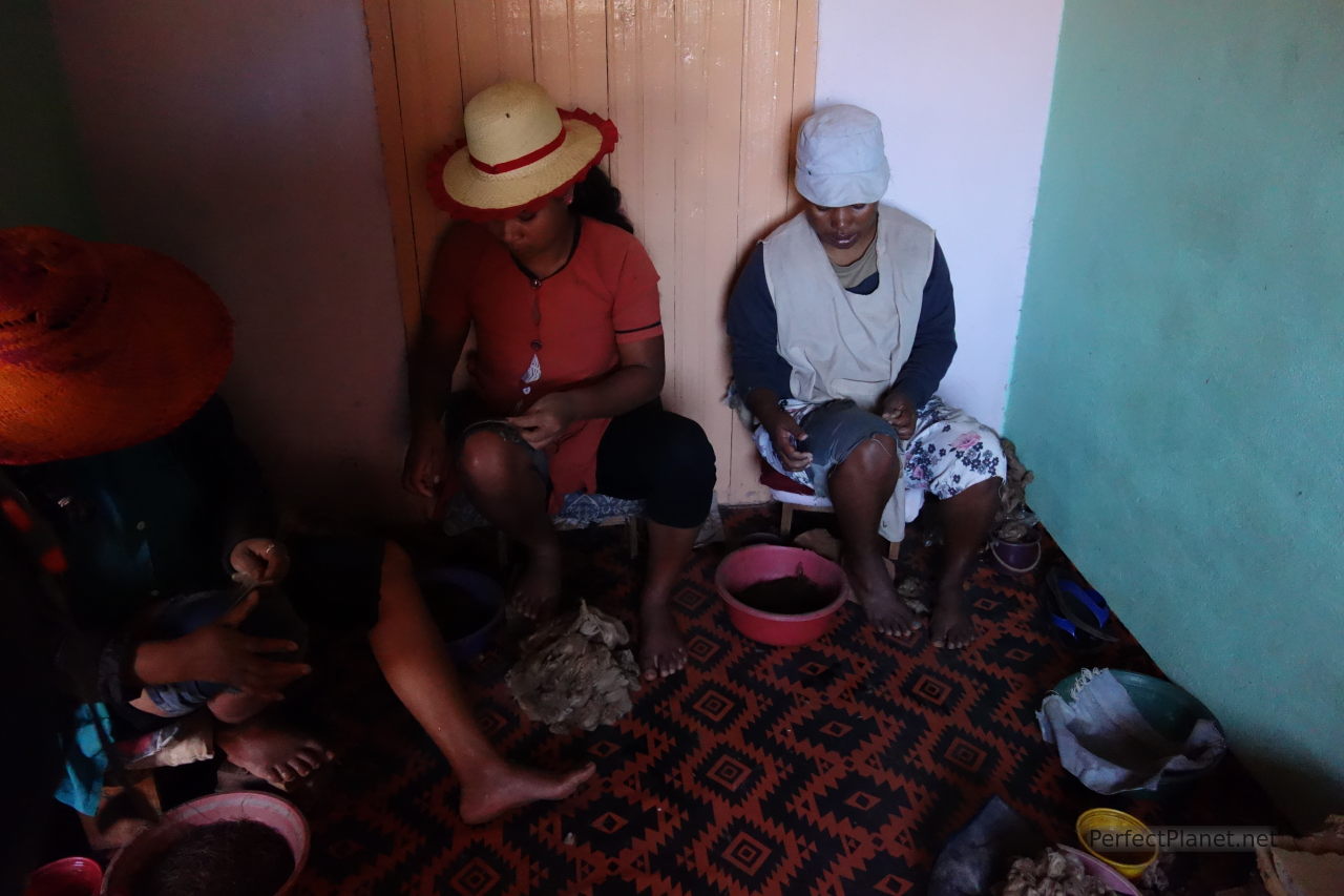 Women working silk