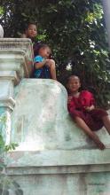 Children with fireworks in Mandalay