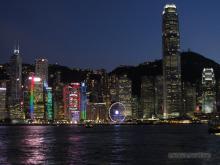 Bahía de Hong Kong de noche